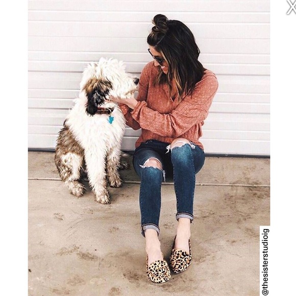 Steve Madden Leopard Print Calf Hair Pointed Flats - Picture 8 of 8